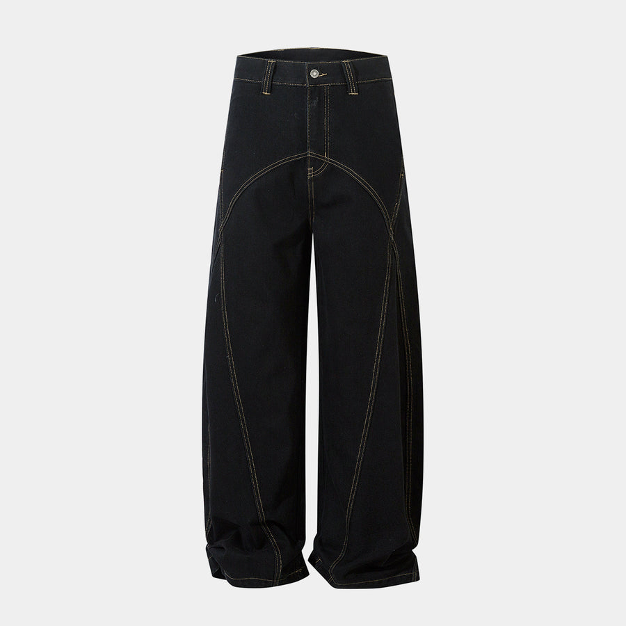 Pixel Patchwork | Jeans larghi sbiaditi