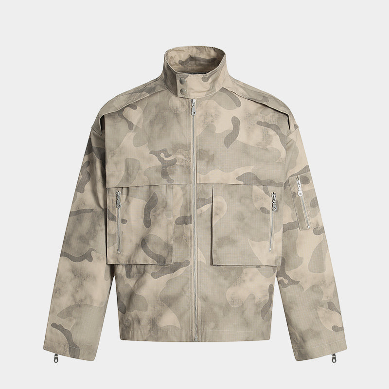 Retro Spliced Streetwear Outerwear | Camouflage Cargo Jacket - Santo 