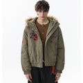 Patch Embroidered | Fur Hooded Jacket