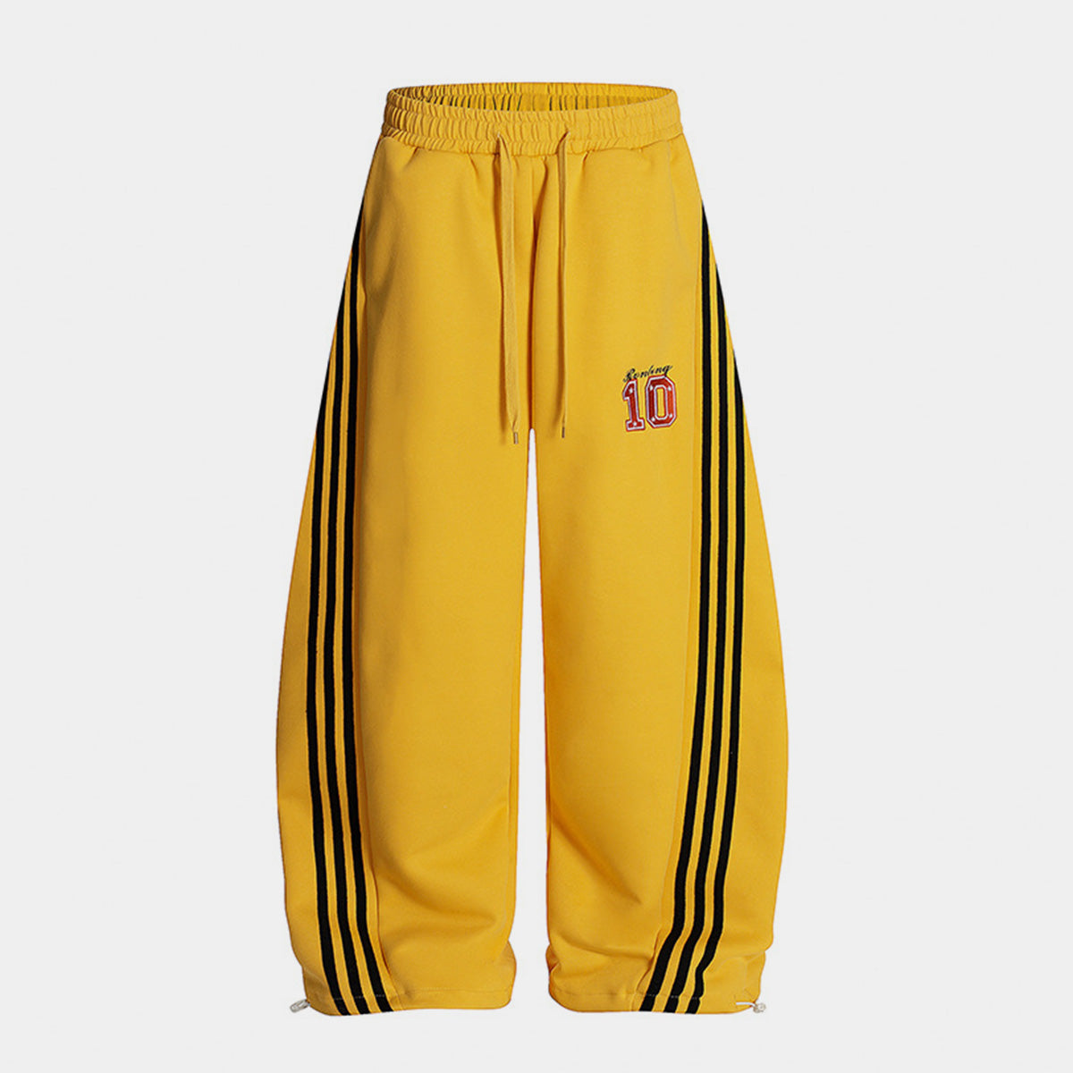 Vintage Side Stripe Pants | Wide Leg Fleece Streetwear Trousers - Santo 
