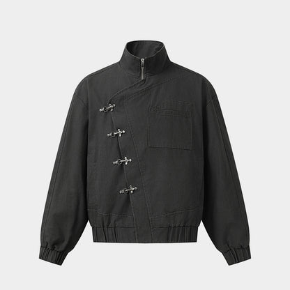 Asymmetric Clasp Front | Metal Button Jacket