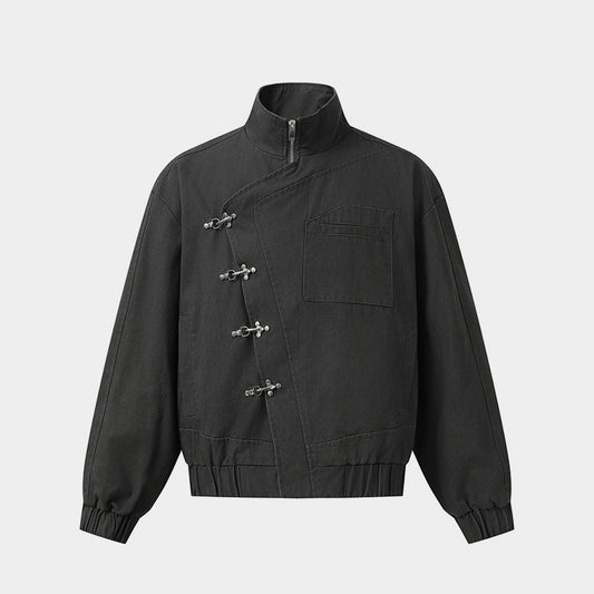 Asymmetric Clasp Front | Metal Button Jacket