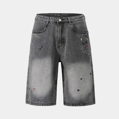 Starry Washed Rhinestone | Denim Shorts - Santo 