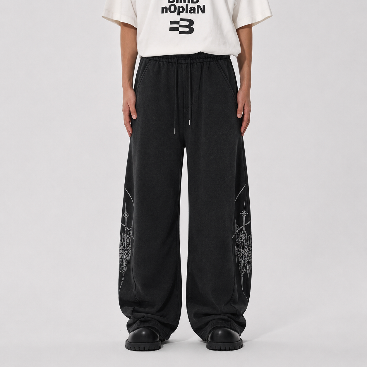 Graphic Wide-Leg Street Pants