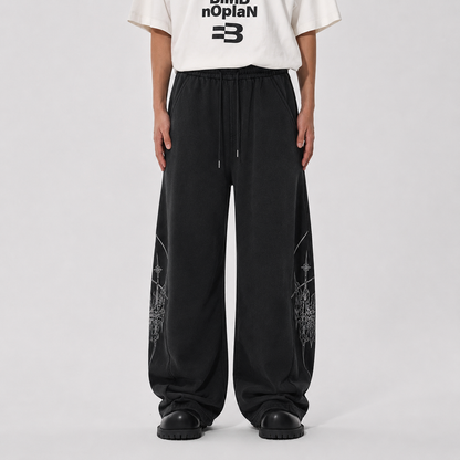 Graphic Wide-Leg Street Pants