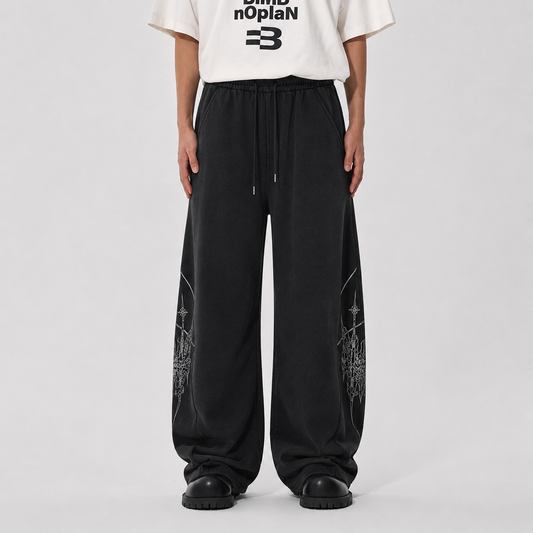 Graphic Wide-Leg Street Pants