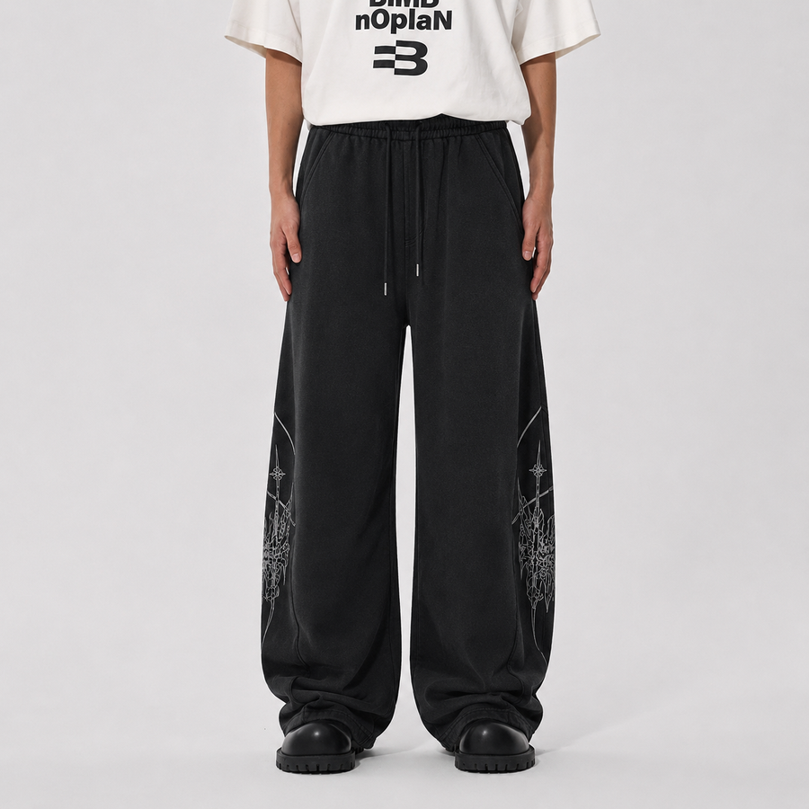 Graphic Wide-Leg Street Pants