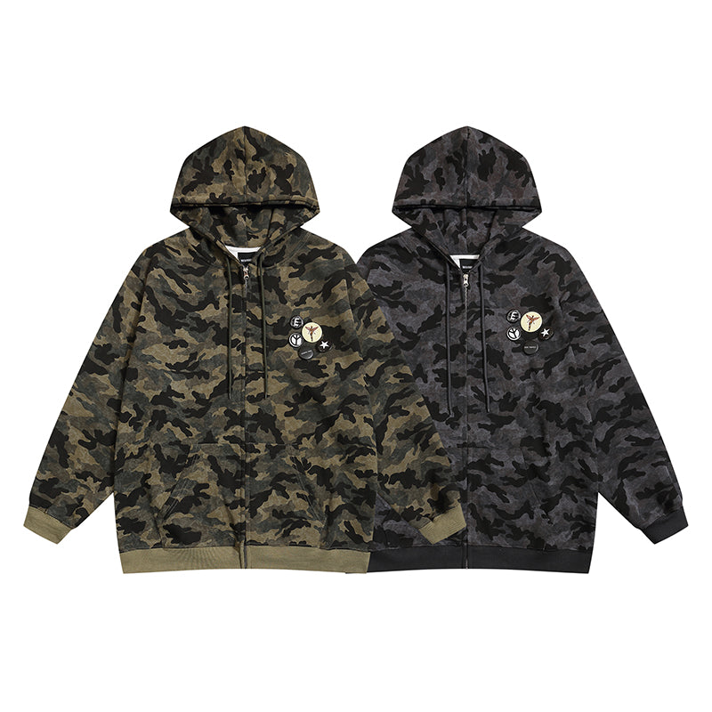 Camo Chic | Grafik Zipper Hoodie