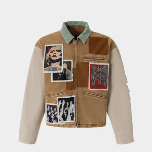 Punk Retro Collage Print | Distressed Heavy Jacket