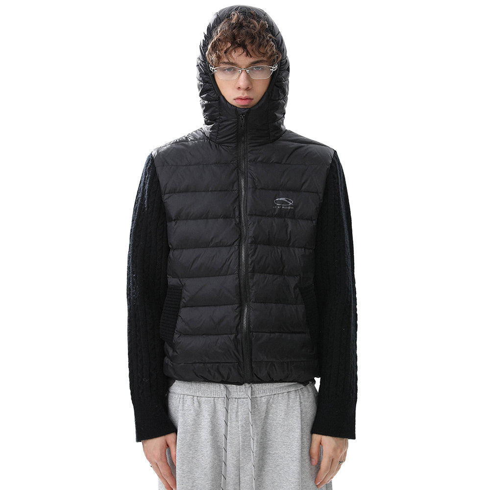 Hybrid Knit-Sleeve | Hooded Puffer Jacket