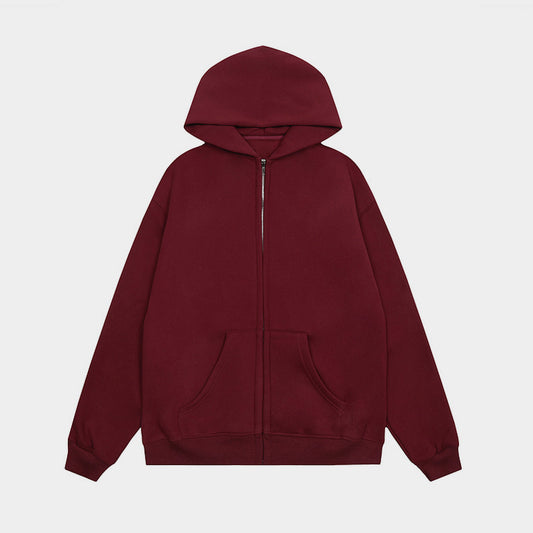 Minimalist Wine Red | Zip-Up Hoodie - Santo 