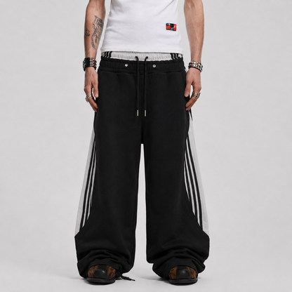 Striped Panel Wide Leg Sweatpants