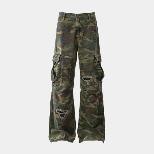 Ripped Camouflage Flared | Cargo Pants - Santo 