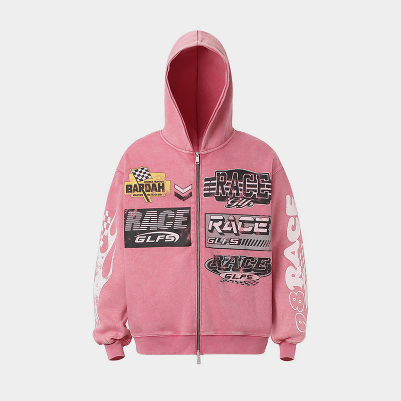 Washed Racing | Zip Up Hoodie