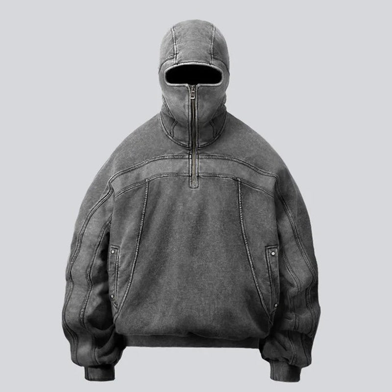 Vintage Washed Pullover | Spliced Streetwear Essential Hoodie