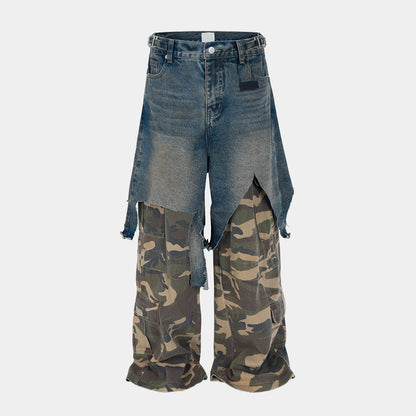 Deconstructed Denim Camo | Layered Jeans - Santo 
