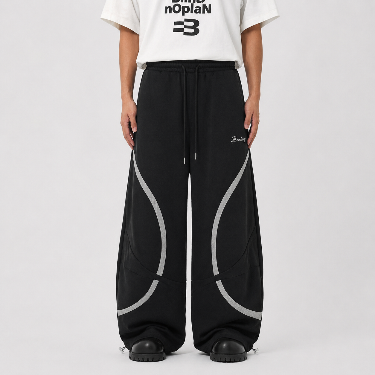 Retro Contrast Panel Drawstring Sweatpants