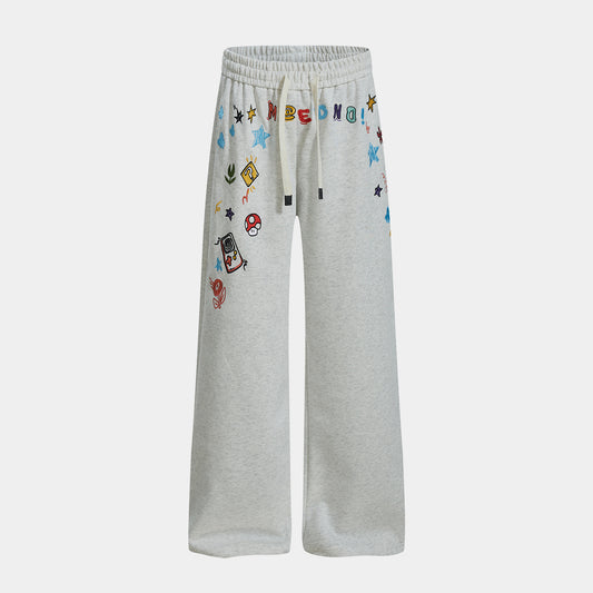 Cartoon Patch Decor | Loose Sweatpants - Santo 