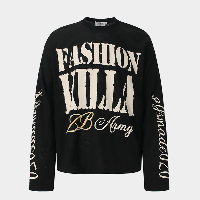 Graphic Letter Sweatshirt | Crew Neck Long Sleeve Pullover - Santo 