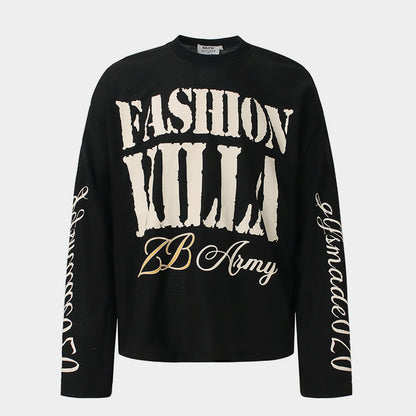 Graphic Letter Sweatshirt | Crew Neck Long Sleeve Pullover - Santo 