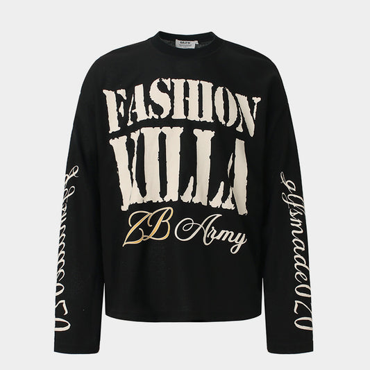 Graphic Letter Sweatshirt | Crew Neck Long Sleeve Pullover - Santo 