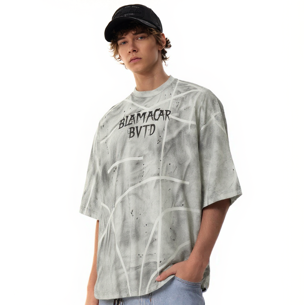 Marble Street Print | Distressed T-Shirt - Santo 