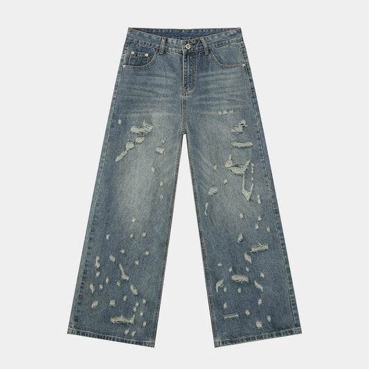 Washed Ripped | Straight Denim Jeans