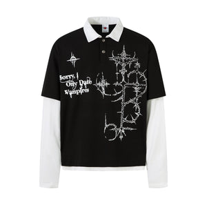 Gothic Vampire | Waffle Long Sleeve T-Shirt - Santo 