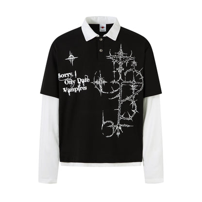 Gothic Vampire | Waffle Long Sleeve T-Shirt - Santo 