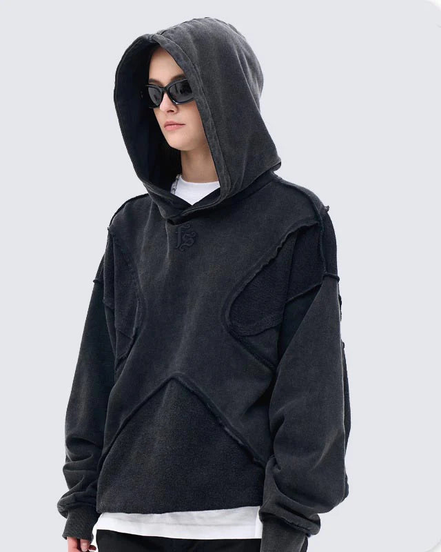 Washed Hoodie | Panelled Streetwear Pullover - Santo 