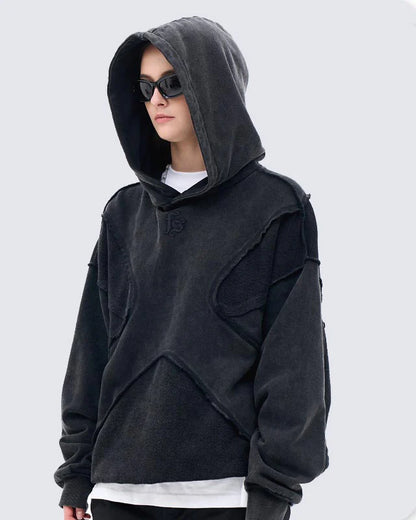 Washed Hoodie | Panelled Streetwear Pullover - Santo 