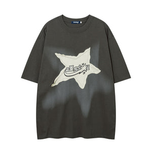 Star Patch | Hip Hop Embroidery Graphic T Shirt - Santo 