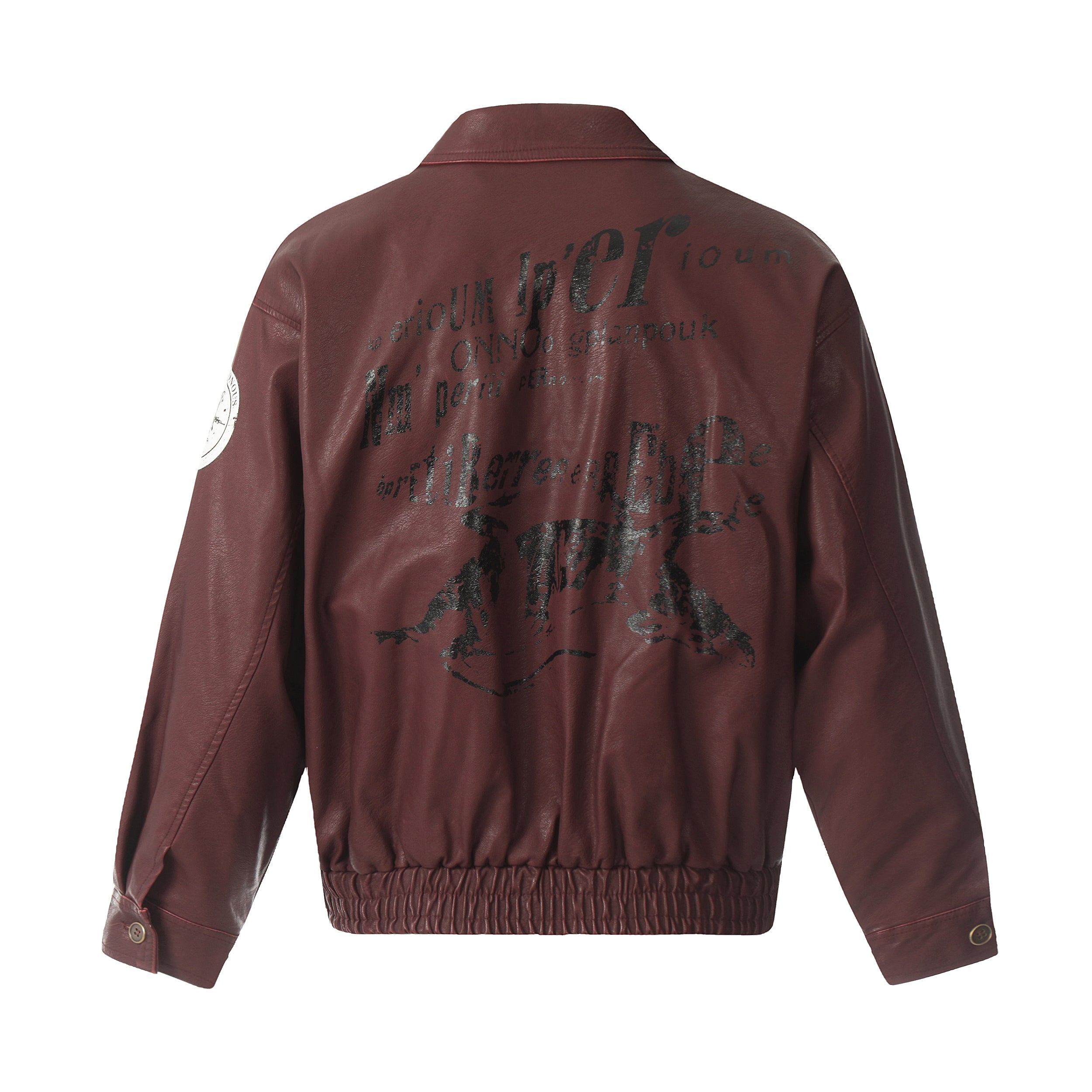 Retro Rebel | Embroidered Faux- Leather Bomber Jacket