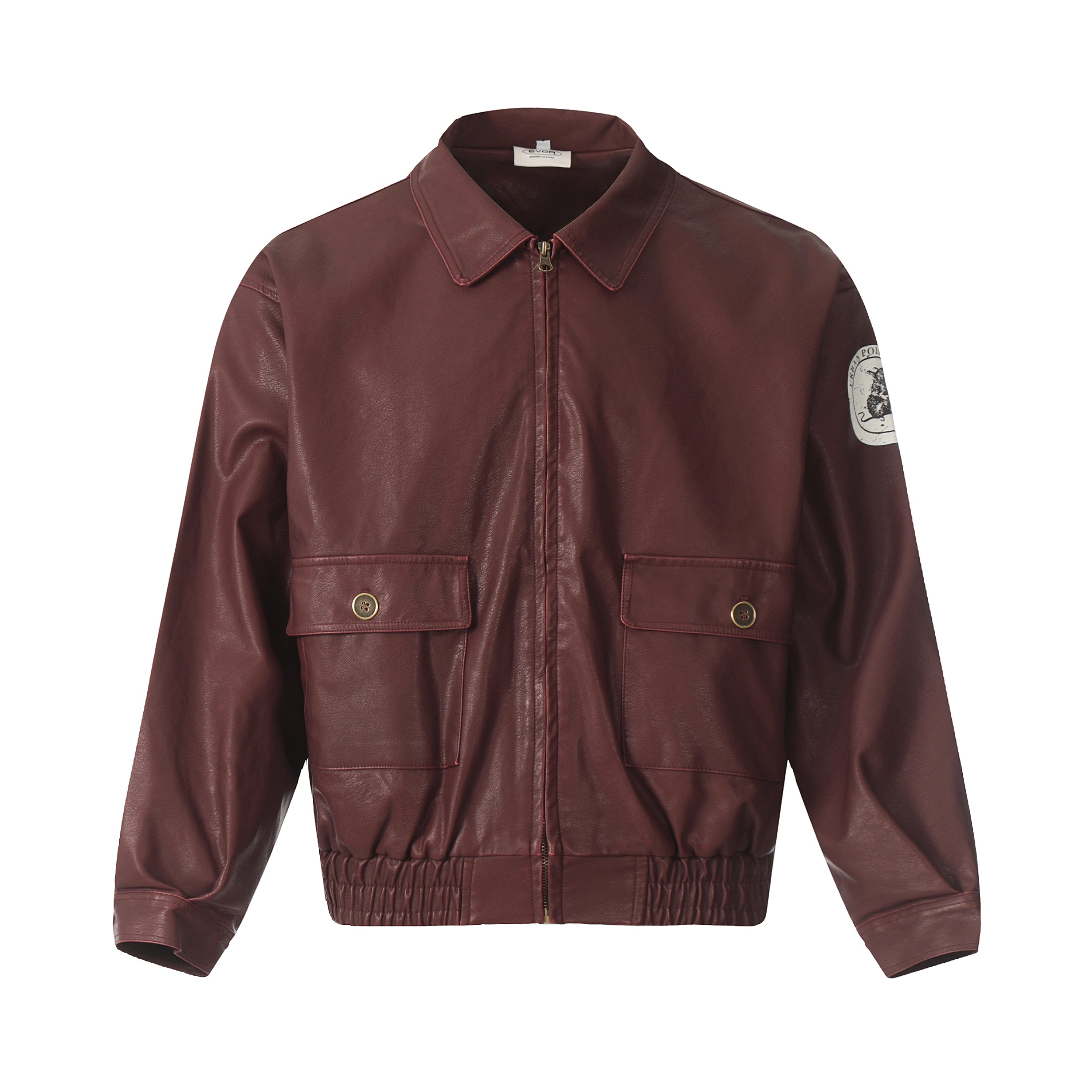 Retro Rebel | Embroidered Faux- Leather Bomber Jacket