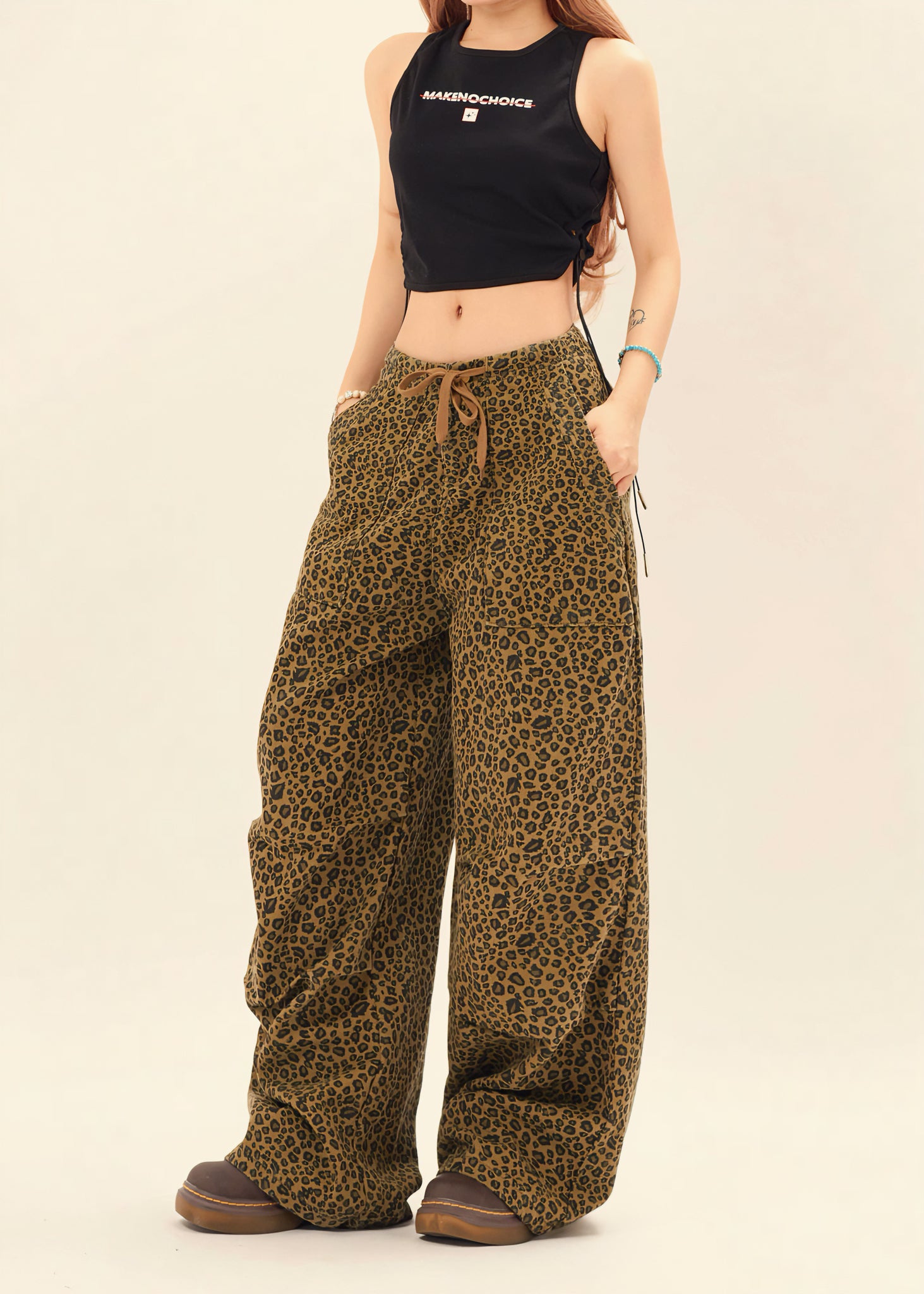 Wild Cat | Patterned Wide-Leg Jeans