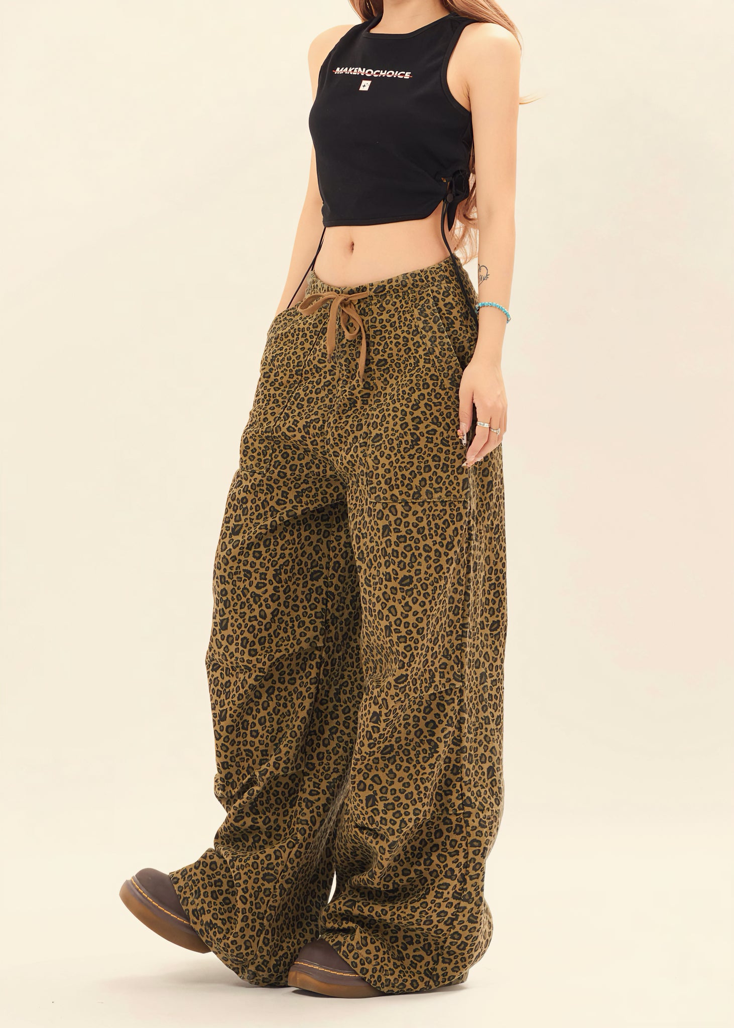 Wild Cat | Patterned Wide-Leg Jeans