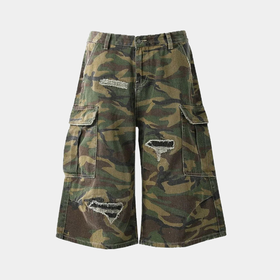 Destroyed Camo | Baggy Cargo Shorts