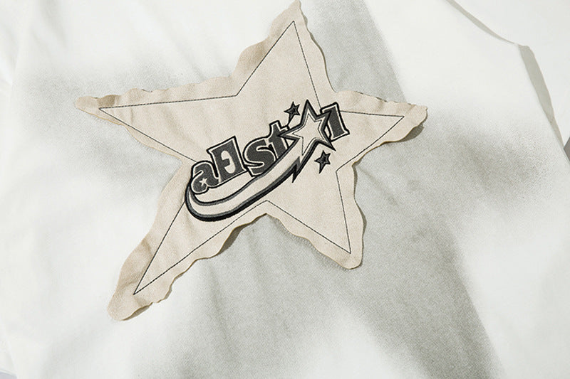 Star Patch | Hip Hop Stickerei Grafik-T-Shirt