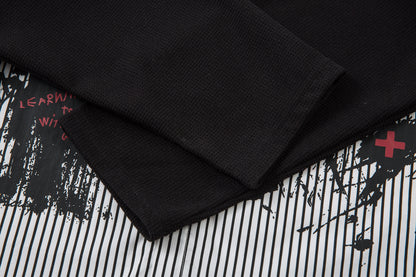 Graffiti Print Layered | Striped Sweatshirt - Santo 