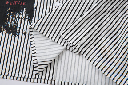 Graffiti Print Layered | Striped Sweatshirt - Santo 