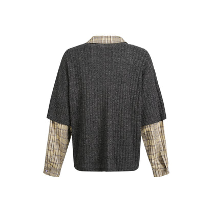 Vintage Plaid Teddy | V-Neck Sweatshirt - Santo 