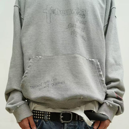 Gothic Text | Distressed Hoodie - Santo 