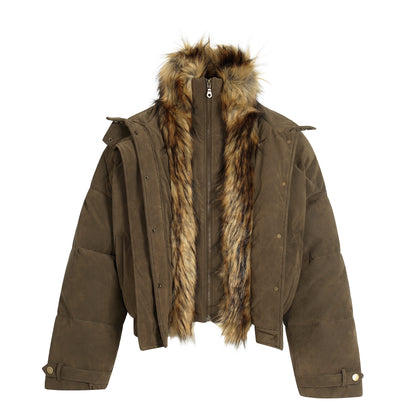 Nordic Trail | Faux Suede Puffer with Fur Lining