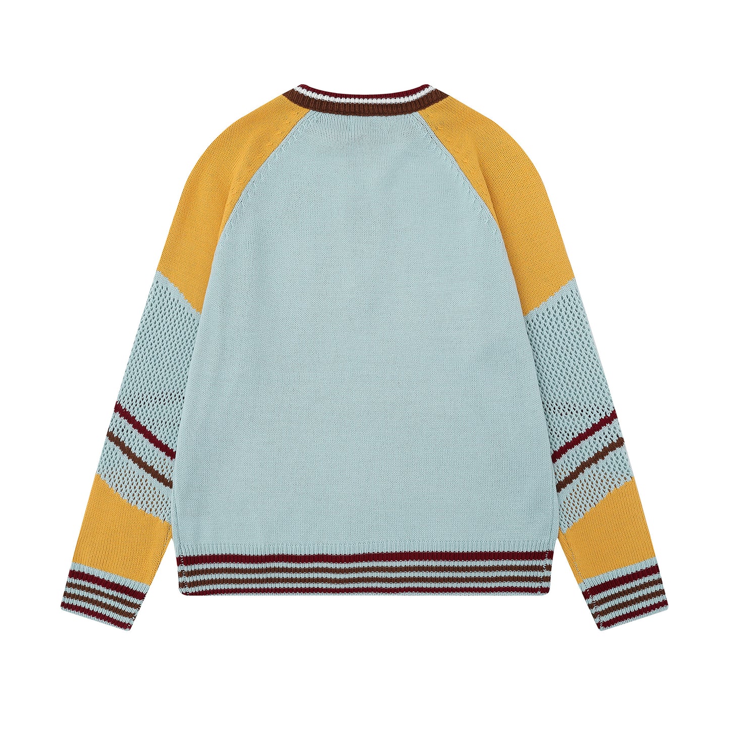 Graphic Script | Mesh-Sleeve Raglan Knit Pullover