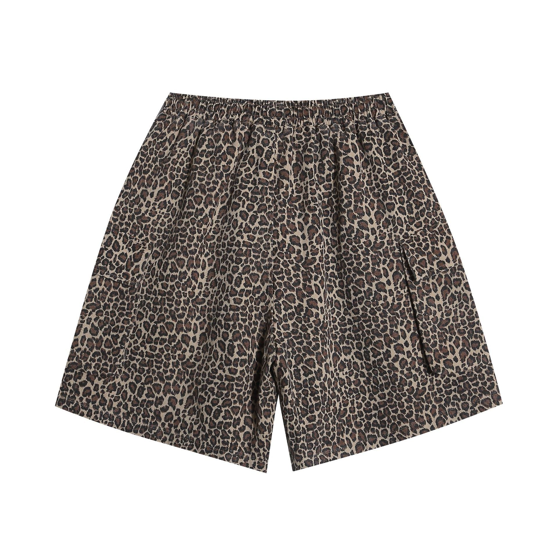"Drawstring Leopard Print" Shorts - Santo 