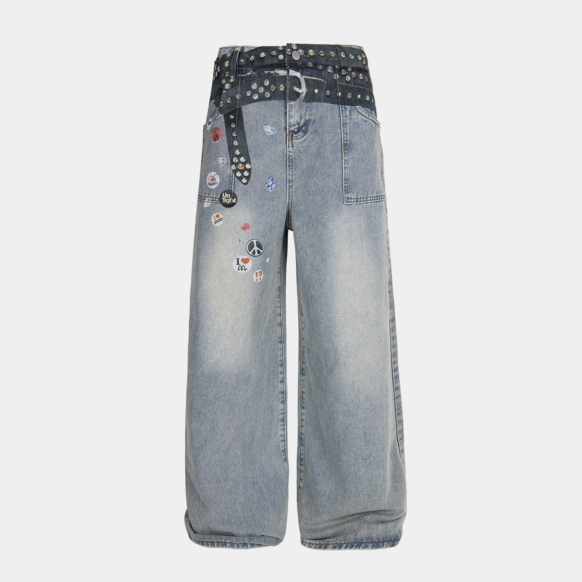 Studded Patchwork | Denim Jeans - Santo 