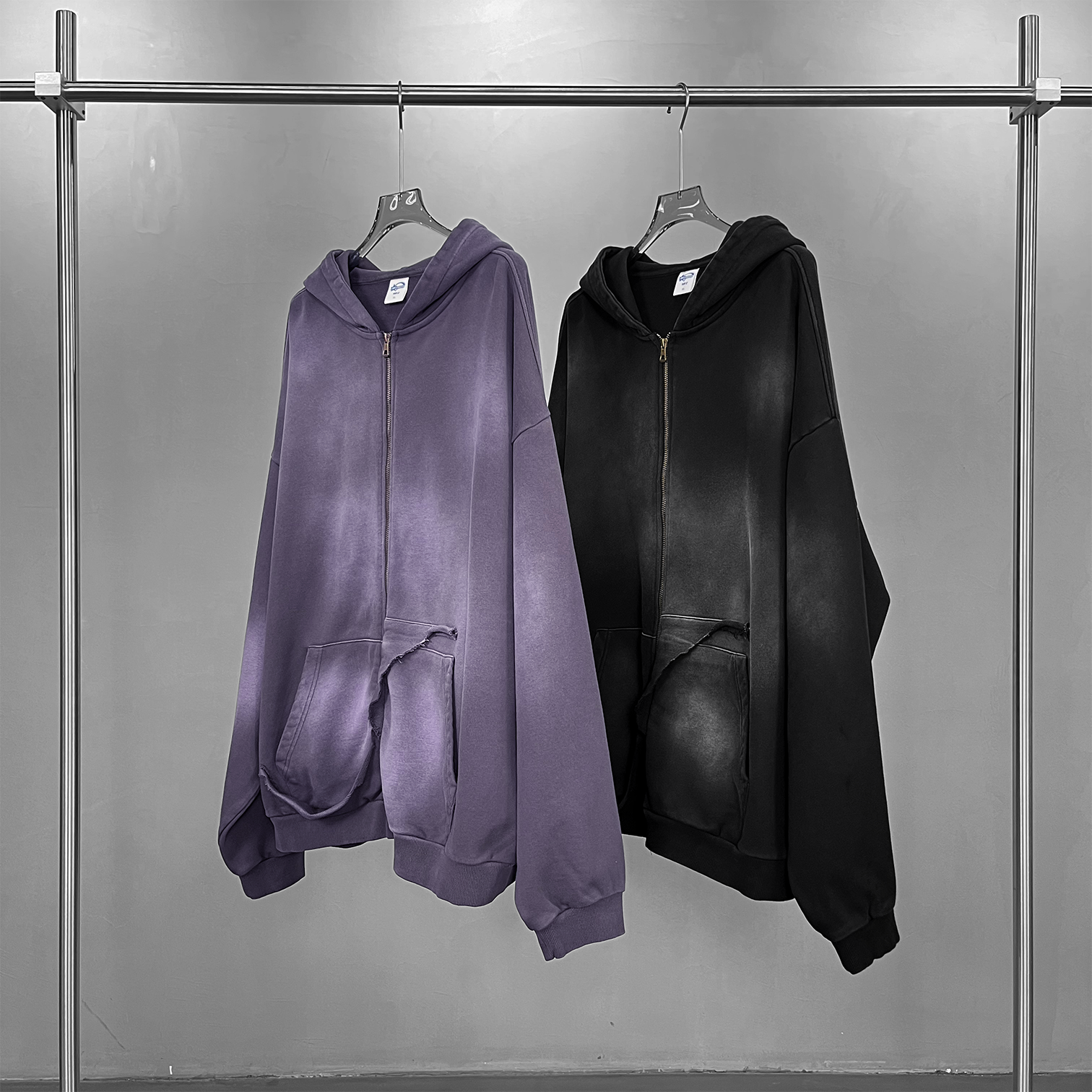 Washed Distressed | Zip-Up Hoodie