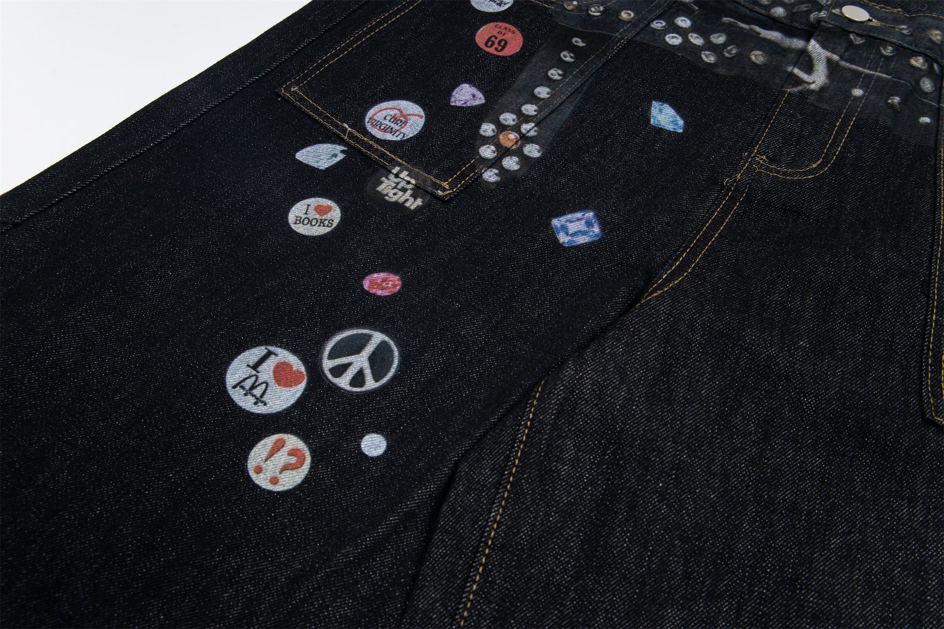 Studded Patchwork | Denim Jeans - Santo 