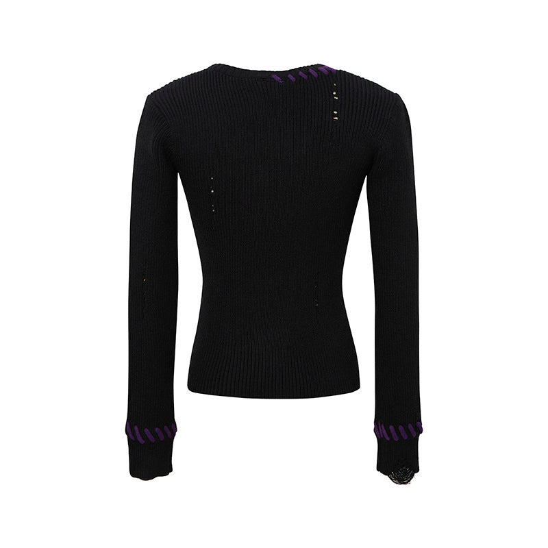 Varsity Twist | Zip-Up Ribbed Knit Cardigan