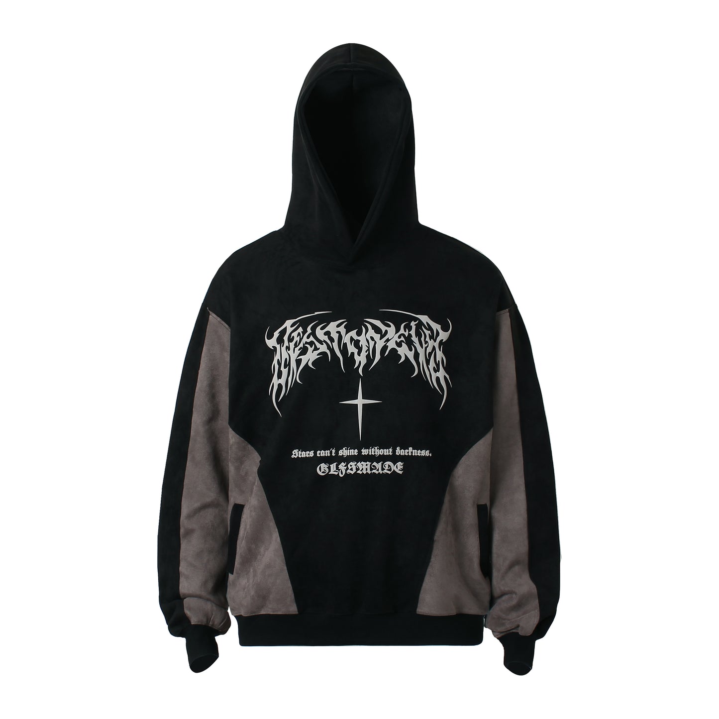 Metal Letter Cross Print | Gothic Hoodie - Santo 